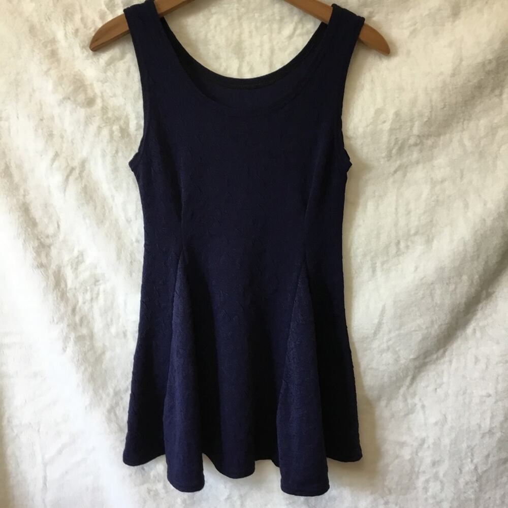 Navy Blue Heart Shape Detail Sleeveless Dress